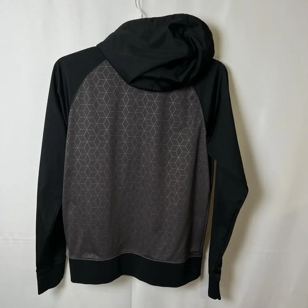 The North Face Jacket Hoodie Fleece Men’s Size S Black Gray Hexagon Cube Grid